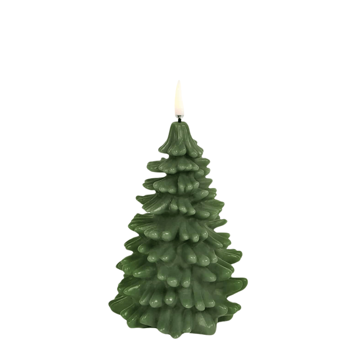 Uyuni LED Kerstboomkaars – Olijfgroen, 9x12 cm