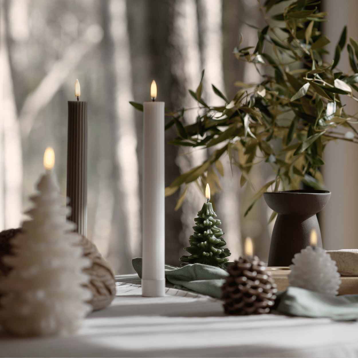 Uyuni LED Kerstboomkaarsen Set – Dennengroen & Nordic White