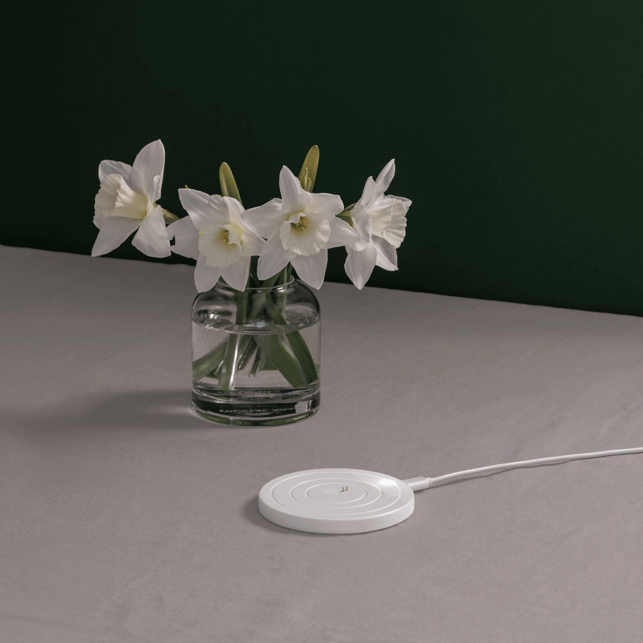 Uyuni LED Ladestation Rund, USB-C, Weiß, 10x10 cm