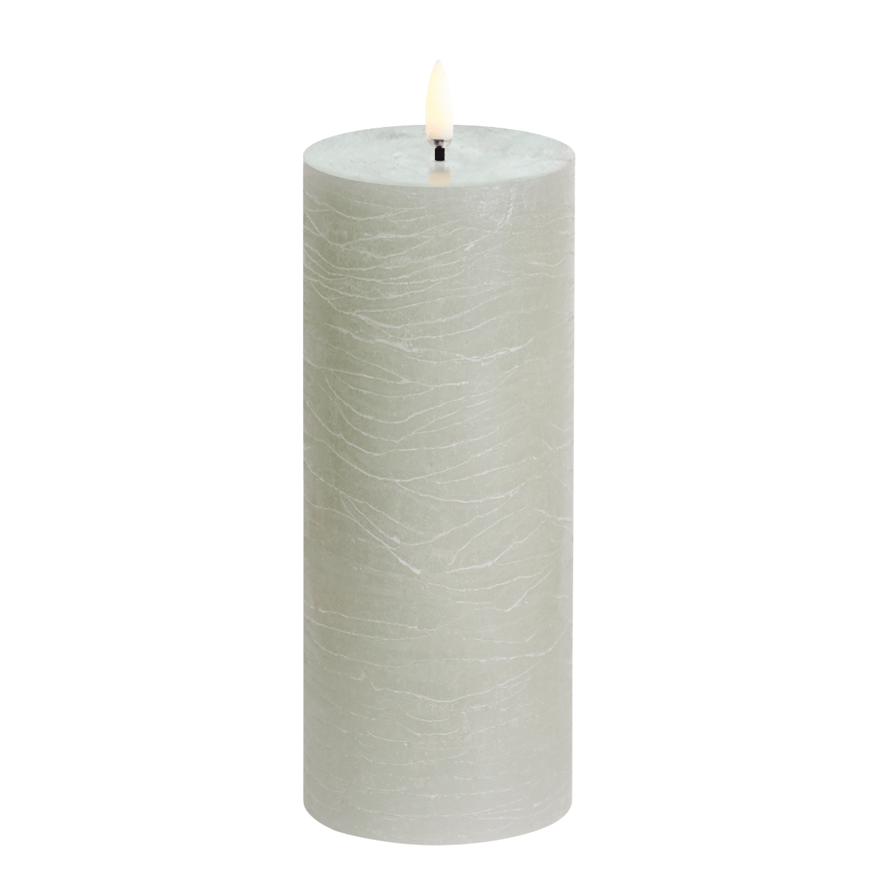 Uyuni LED Pillar Candle, Dusty Green, Rustic, 7.8x20 cm