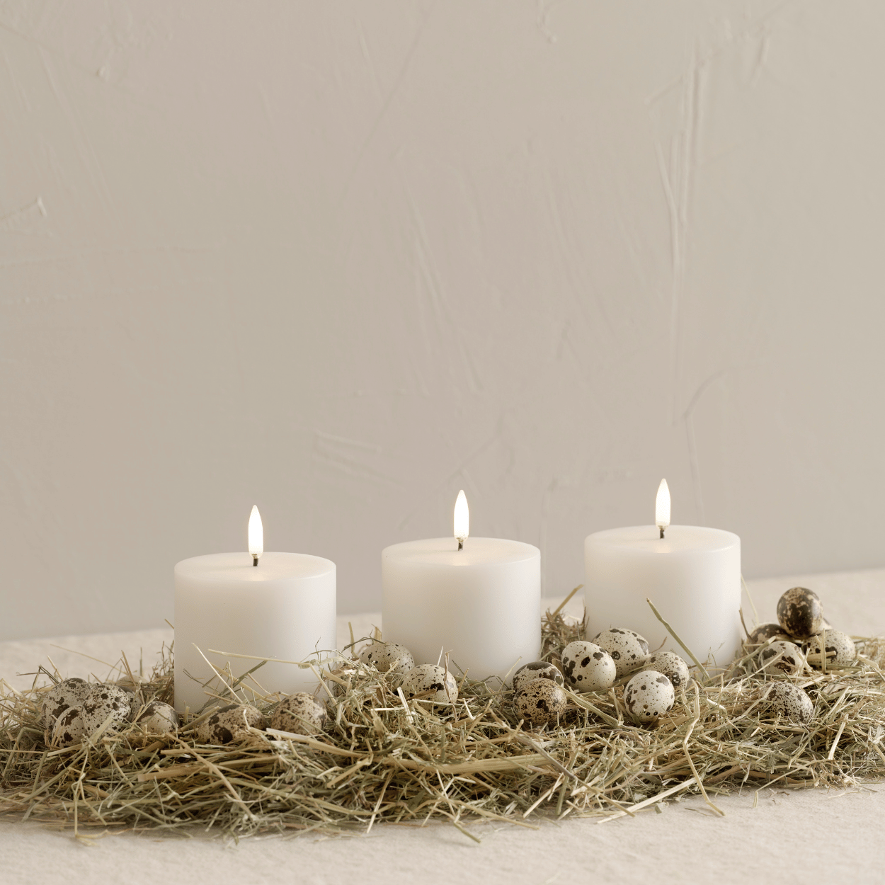 Uyuni LED Pillar Candle, Nordic White, Rustic, 7.8x10 cm