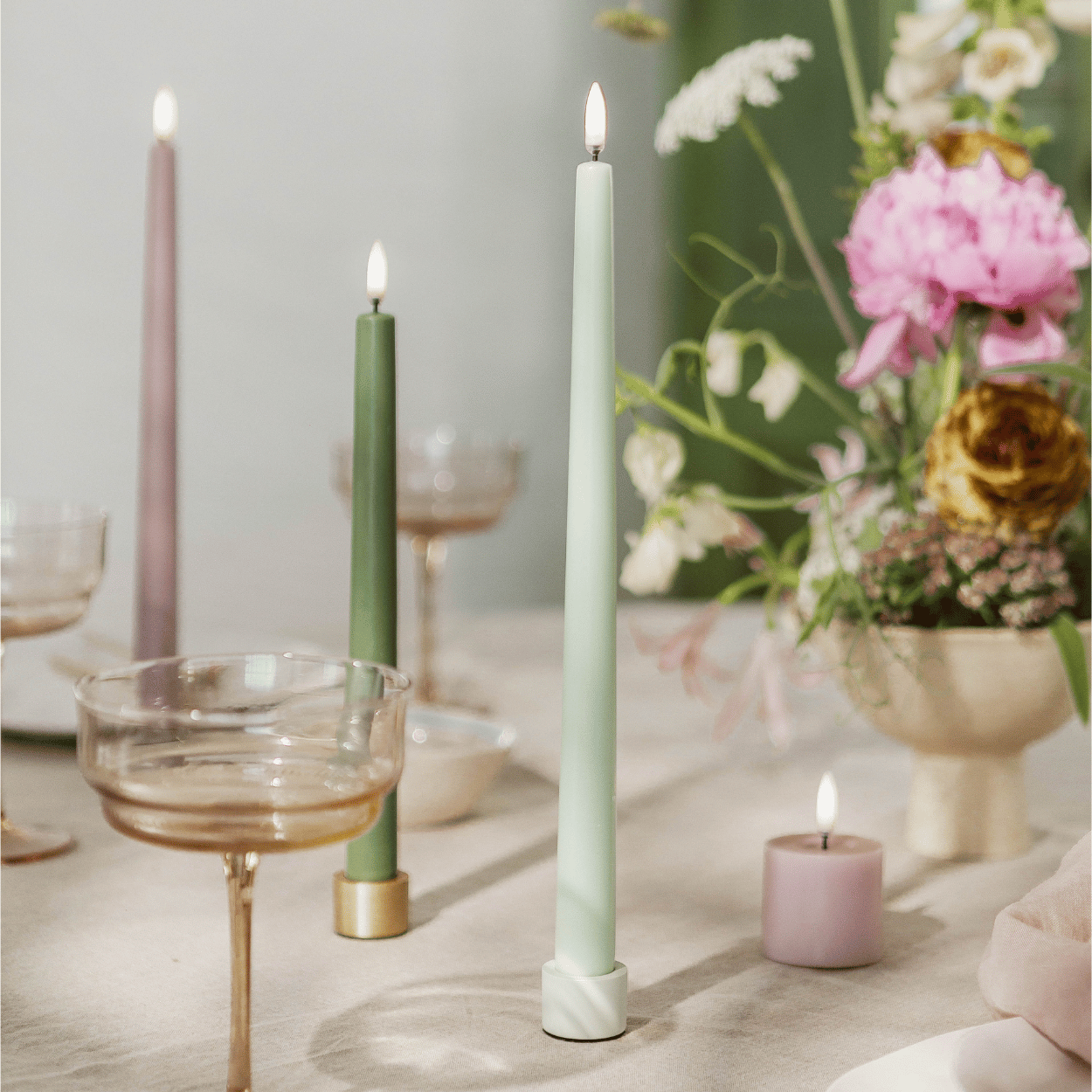 Uyuni LED dinerkaars, Dusty Green, Glad, 2 stuks, 2,3x25 cm