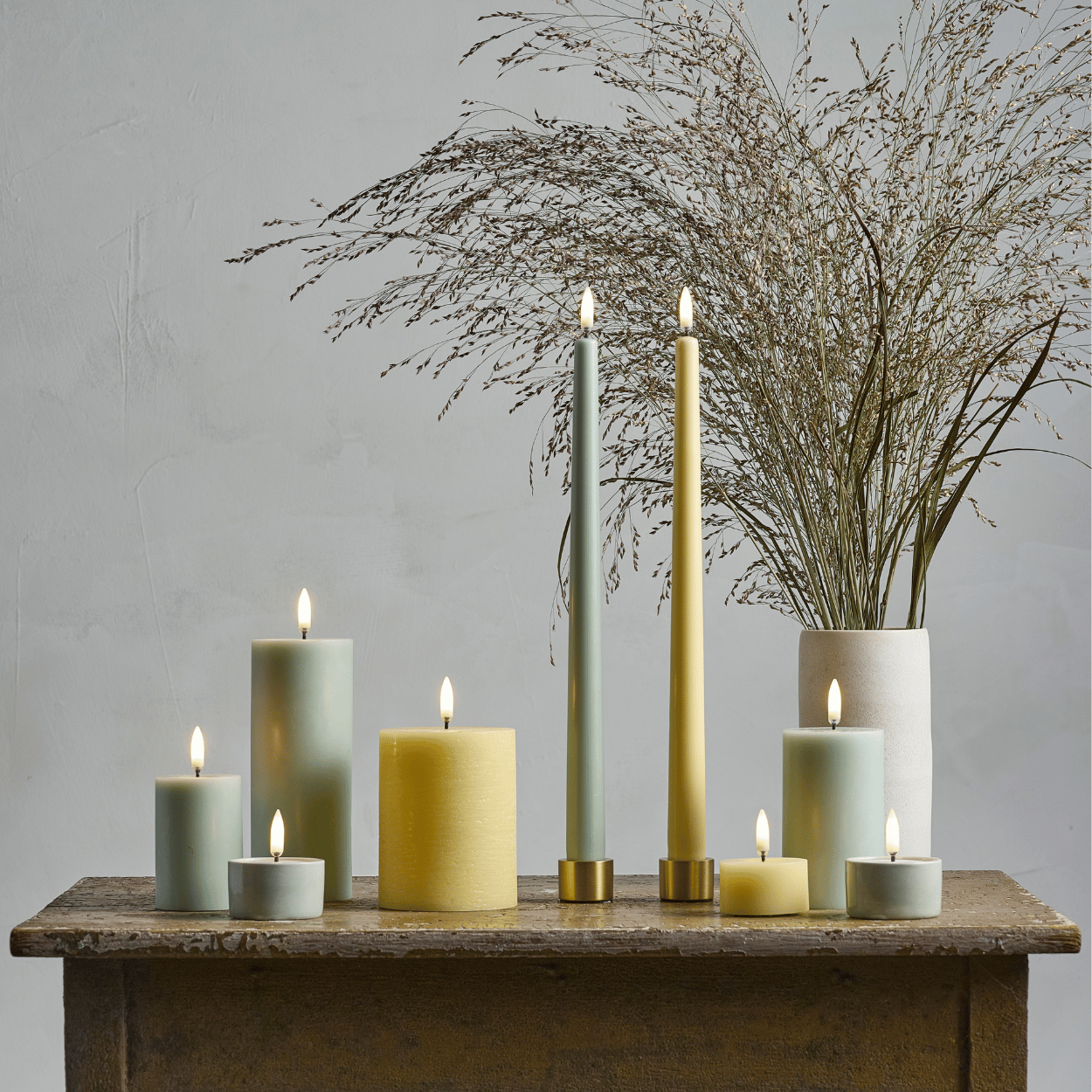 Uyuni LED dinerkaars, Dusty Green, Glad, 2 stuks, 2,3x25 cm