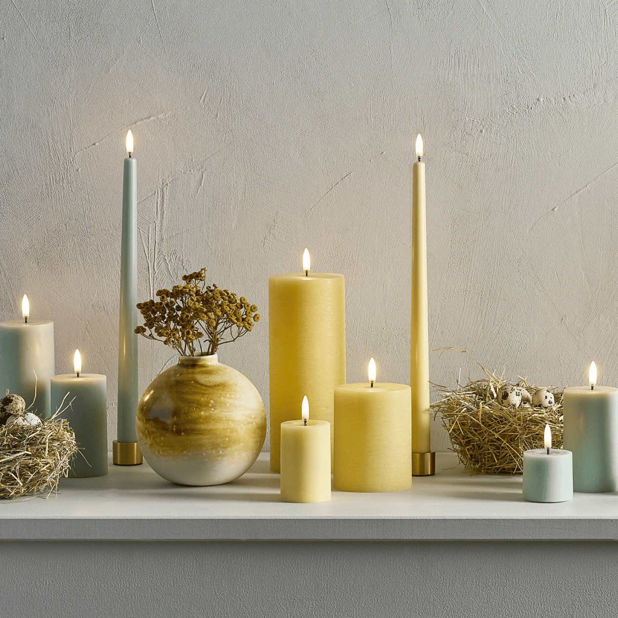 Uyuni LED dinerkaars, Wheat Yellow, Glad, 2 stuks, 2,3x25 cm