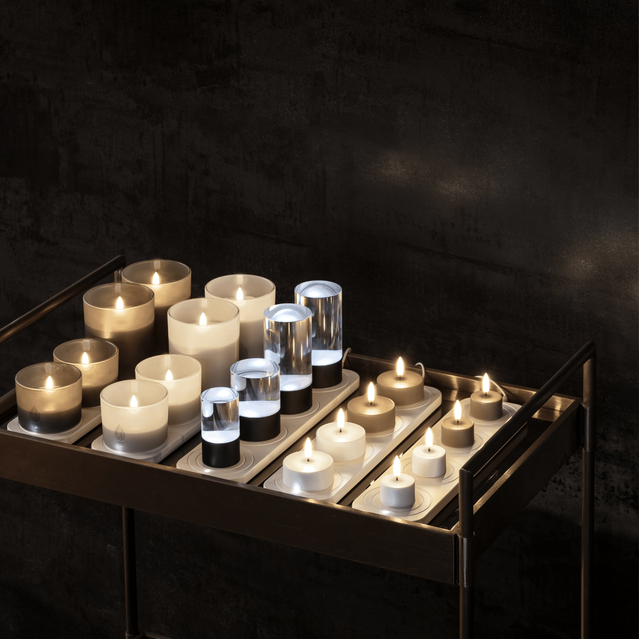 Uyuni LED rechargeable maxi tea lights, Sandstone, smooth, 6x2.3 cm