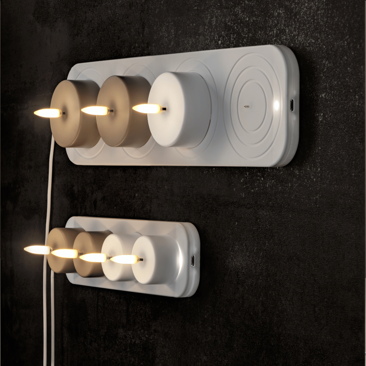 Uyuni oplaadbare LED waxinelichtjes, Wit, glad, 3,9x2,3 cm