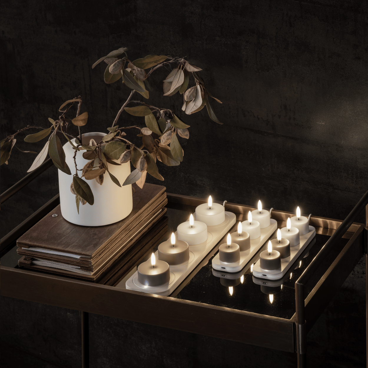Uyuni rechargeable LED tea lights, Sandstone, smooth, 3.9x2.3 cm