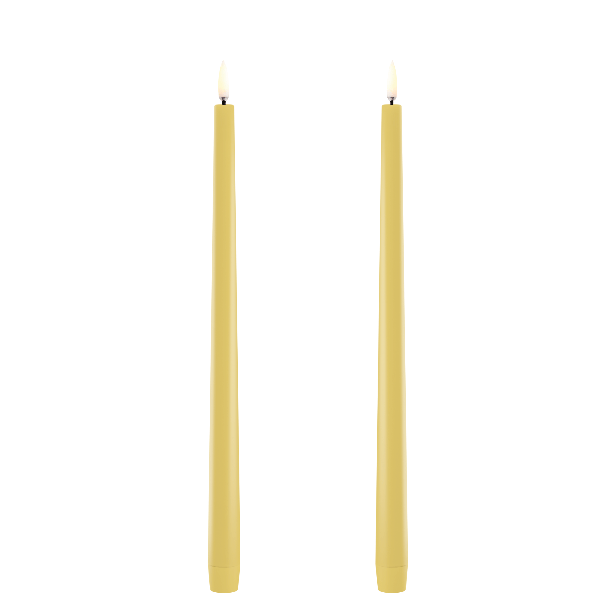 Uyuni LED slanke dinerkaars, Wheat Yellow, Glad, 2 stuks, 2,3x32 cm