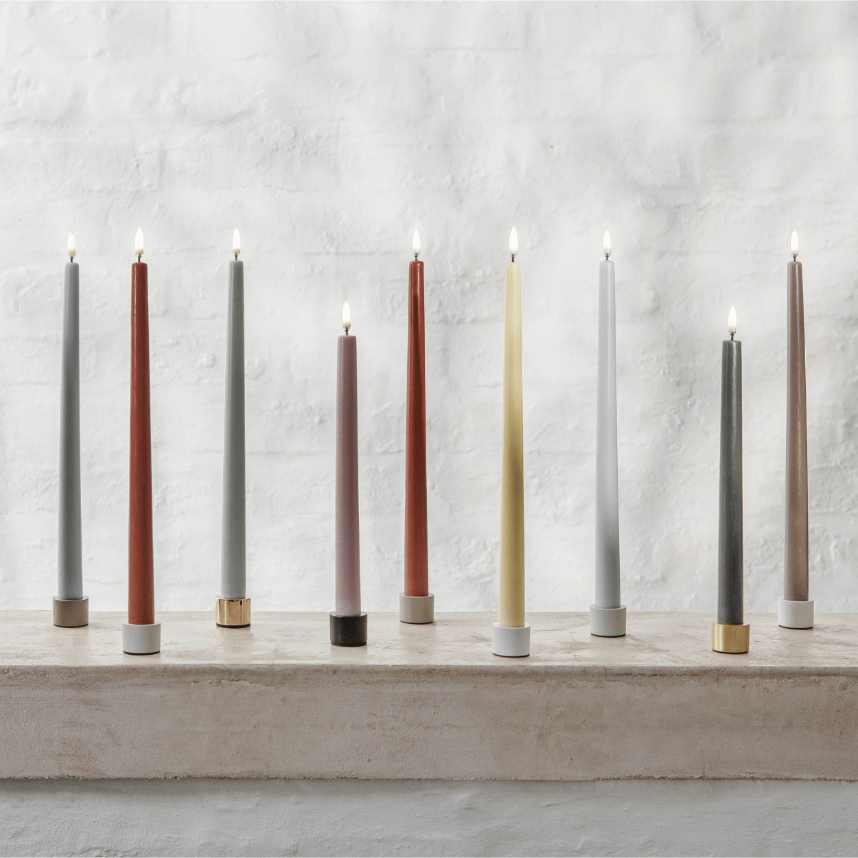 Uyuni LED slanke dinerkaars, Wheat Yellow, Glad, 2 stuks, 2,3x32 cm