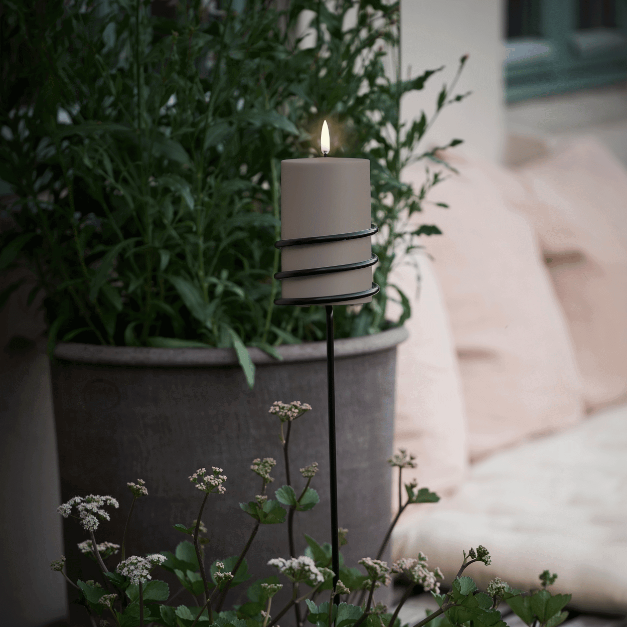 Uyuni Buiten LED stompkaars, Zandsteen, 7,8x12,7 cm