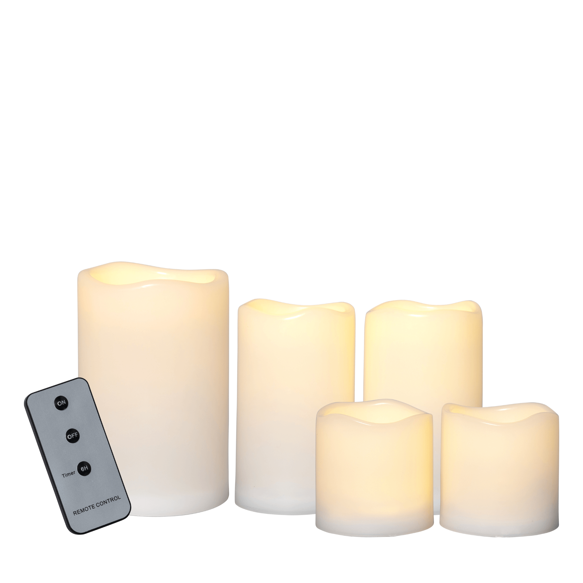 Buiten LED Stompkaarsen Set, Ivoor, 5 stuks | TED Lights