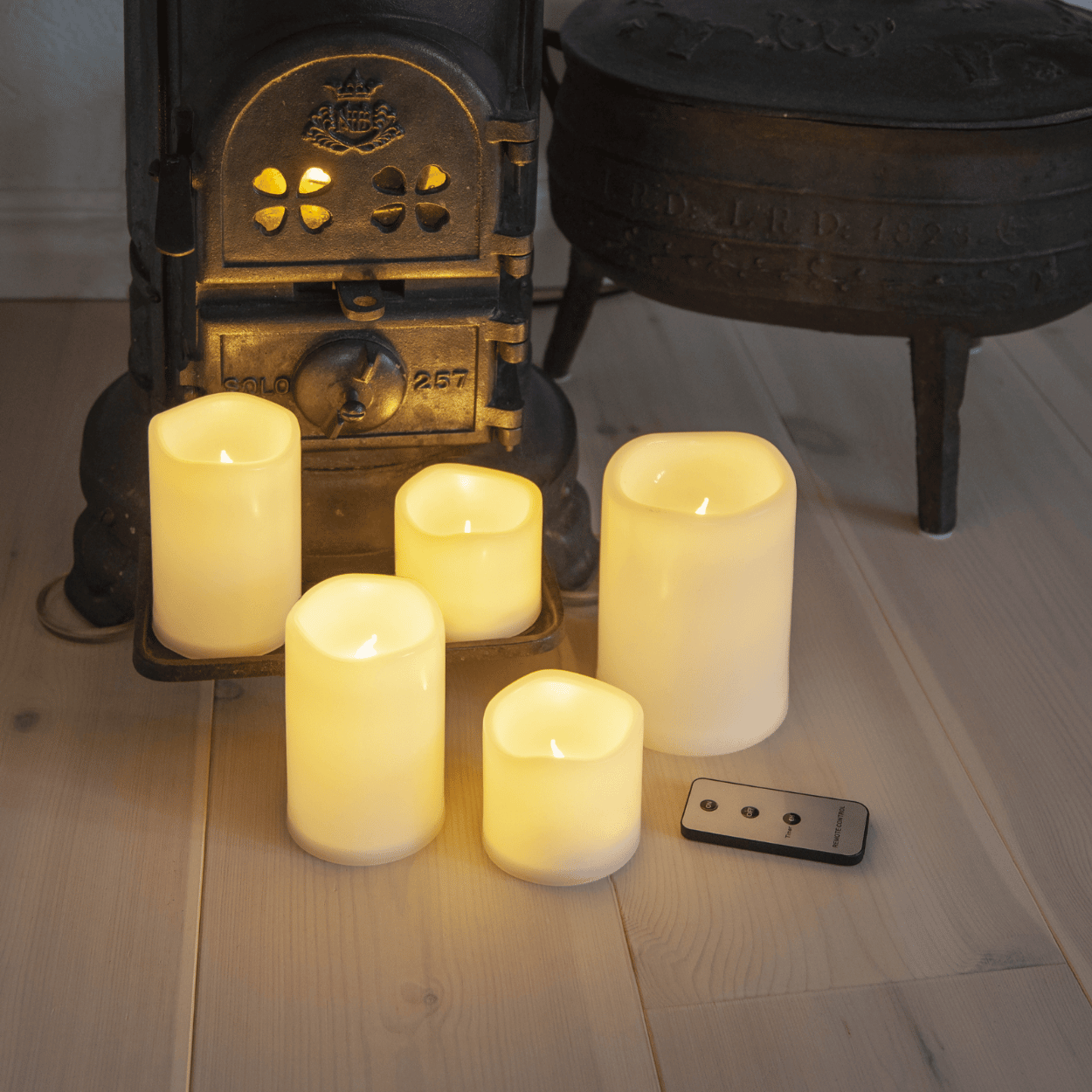 Buiten LED Stompkaarsen Set, Ivoor, 5 stuks | TED Lights