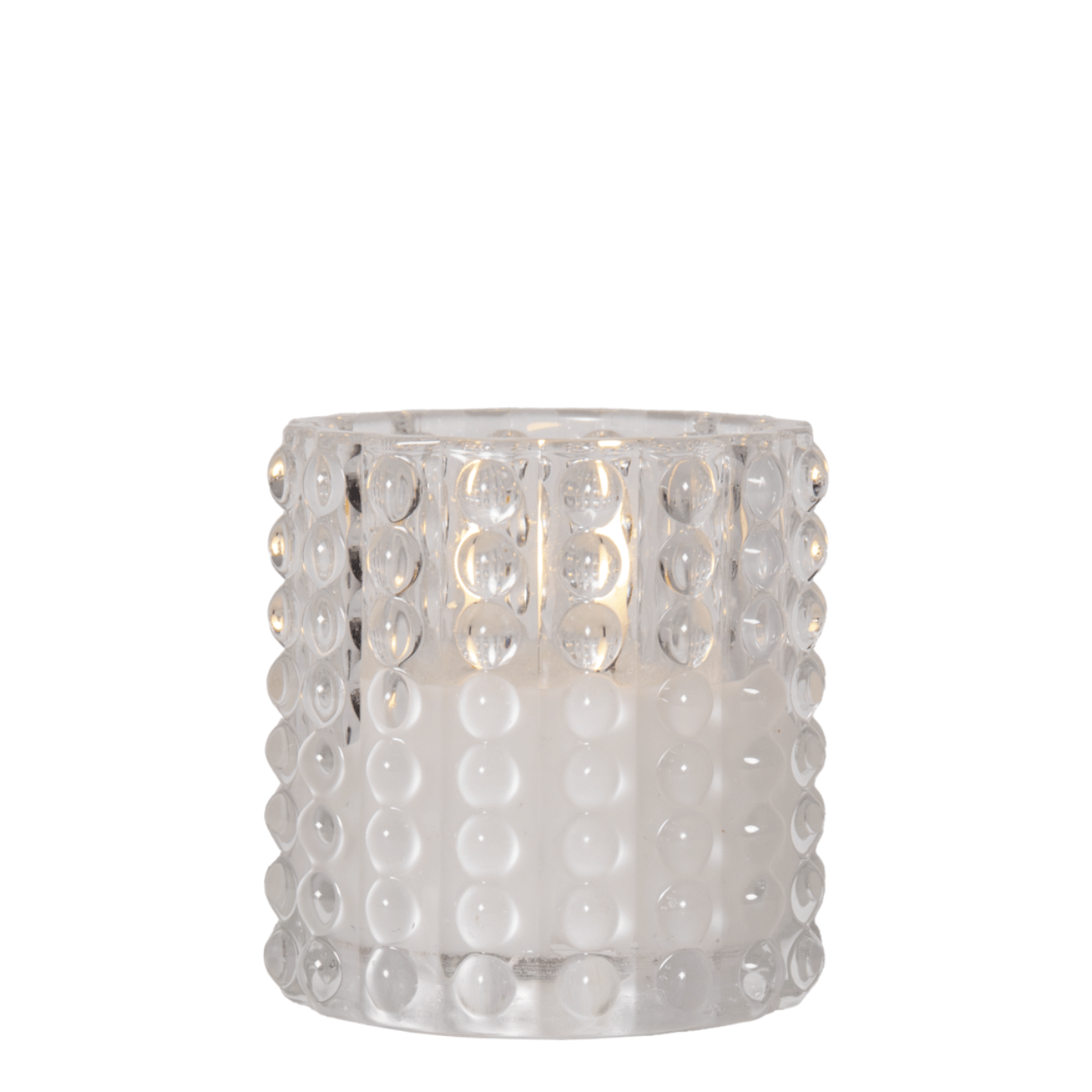 LED-kaars in glas, Wit, Stippenpatroon, 9x10 cm