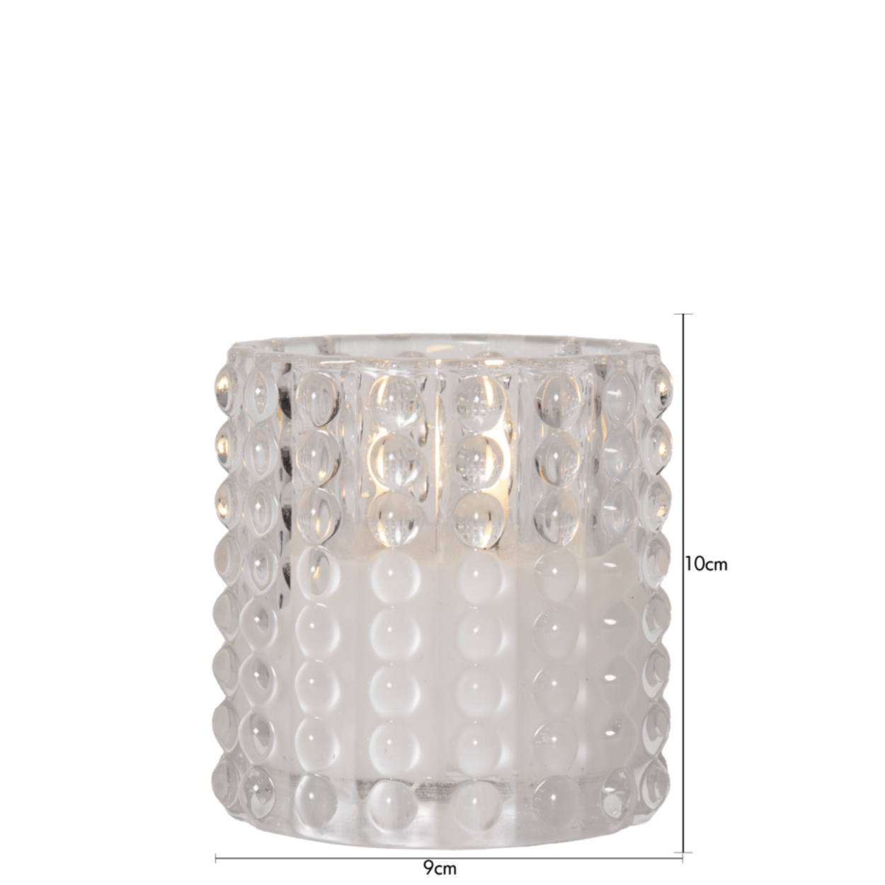 Set van 2 LED-kaarsen in glas – Wit – Stippenpatroon – 9x10 cm & 9x12,5 cm
