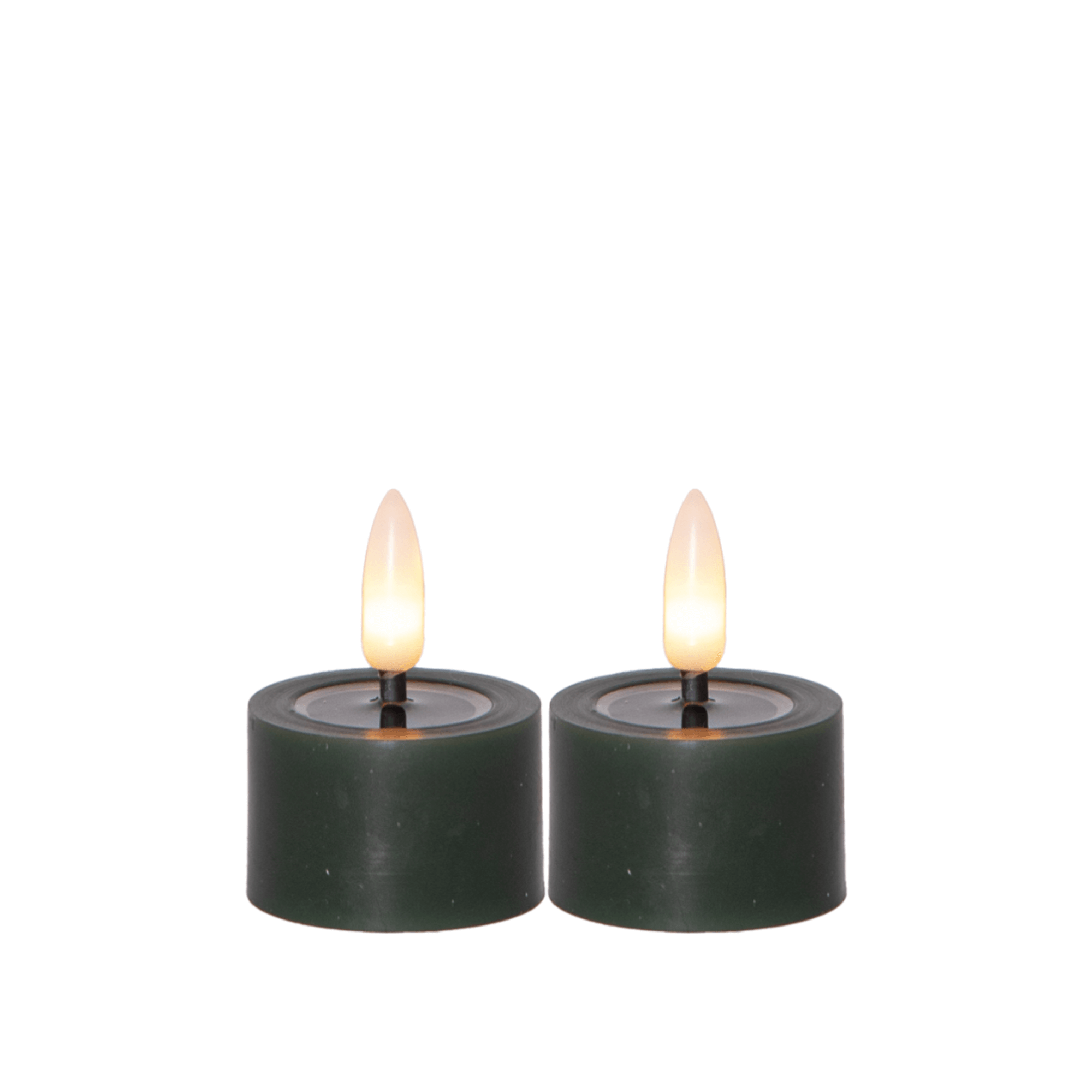 LED-waxinelicht set, Groen, Glad, 2 stuks, 4x5 cm | TED Lights