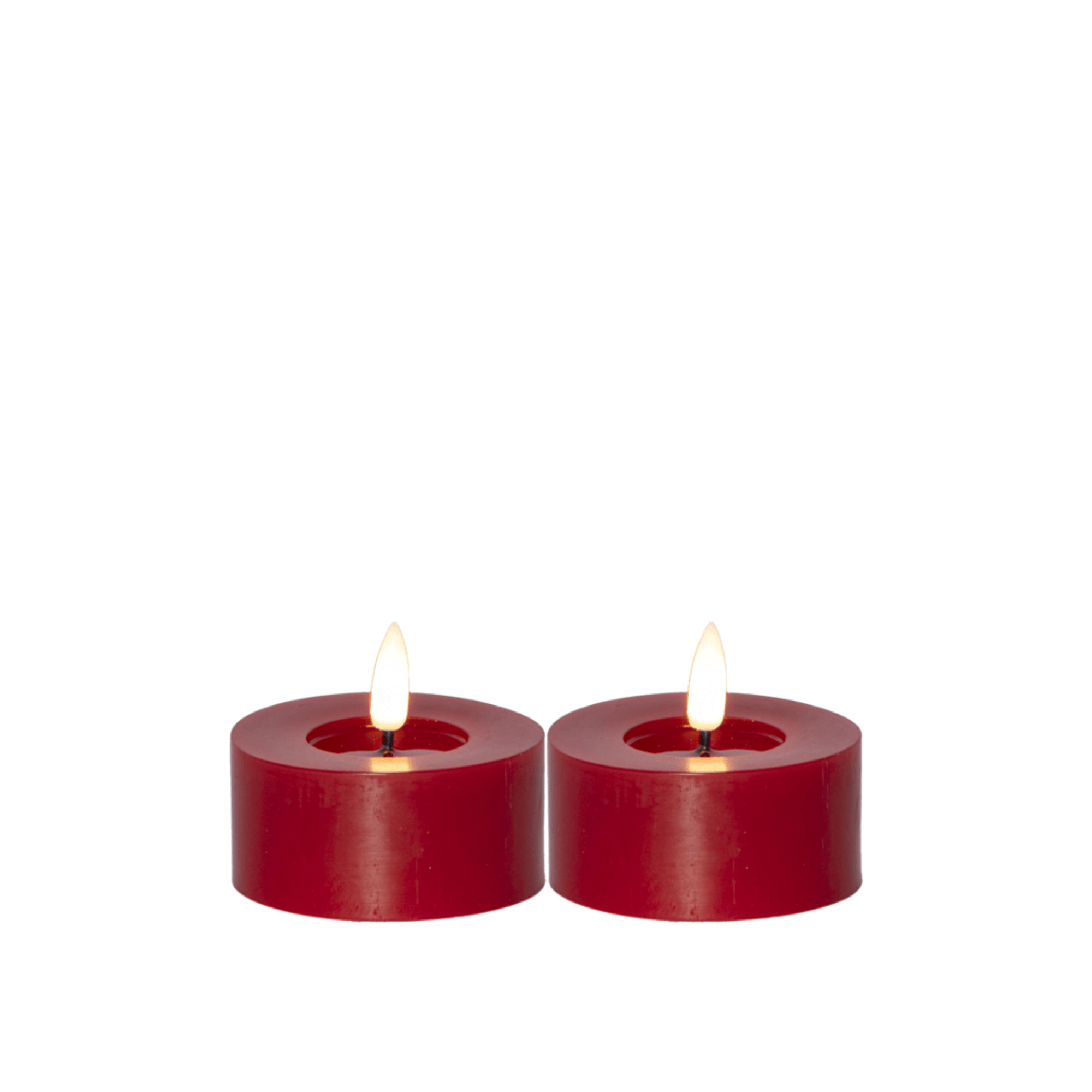 LED-waxinelicht set, Rood, Glad, 2 stuks, 7x5,5 cm | TED Lights