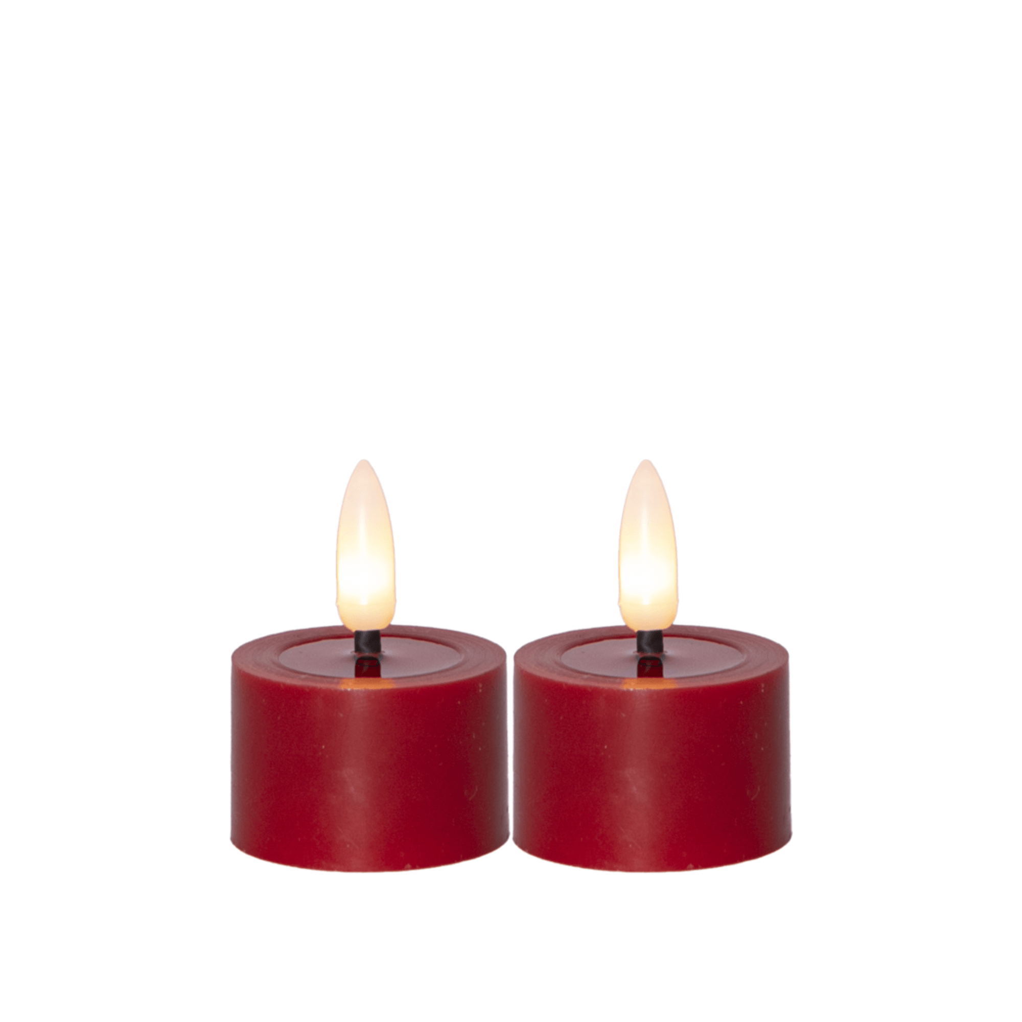 LED-waxinelicht set, Rood, Glad, 2 stuks, 4x5 cm | TED Lights