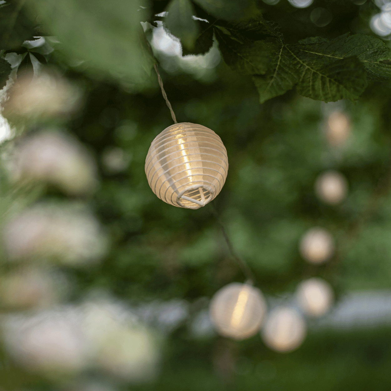 LED light string Festival white – Outdoor – 10 paper lanterns