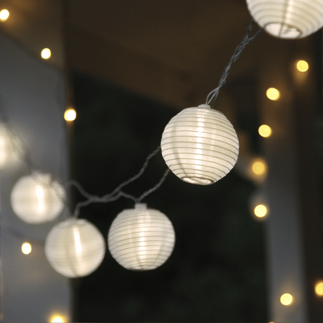 LED Lichtsnoer – Festival – Witte Papieren Lampions – Binnen & Buiten – 10 Lampjes