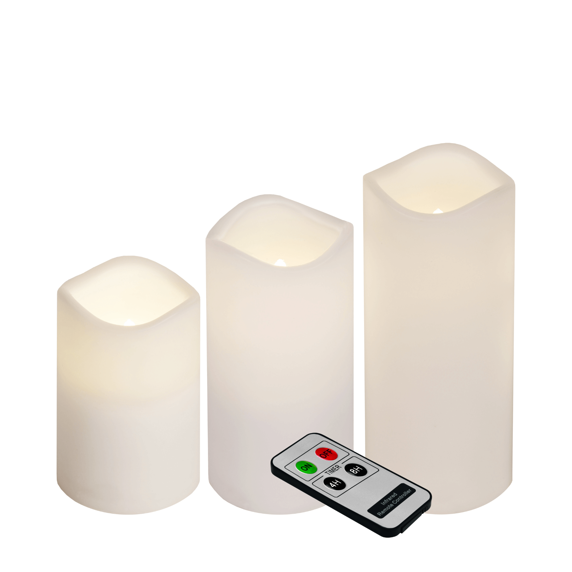 LED Stompkaarsen Set, Wit, 3 stuks | TED Lights