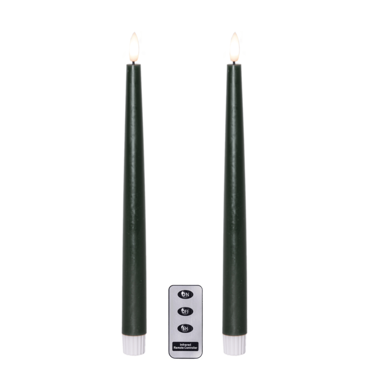 LED dinerkaarsen set, Groen, met Afstandsbediening, 2 stuks, 2,1x28,5 cm
