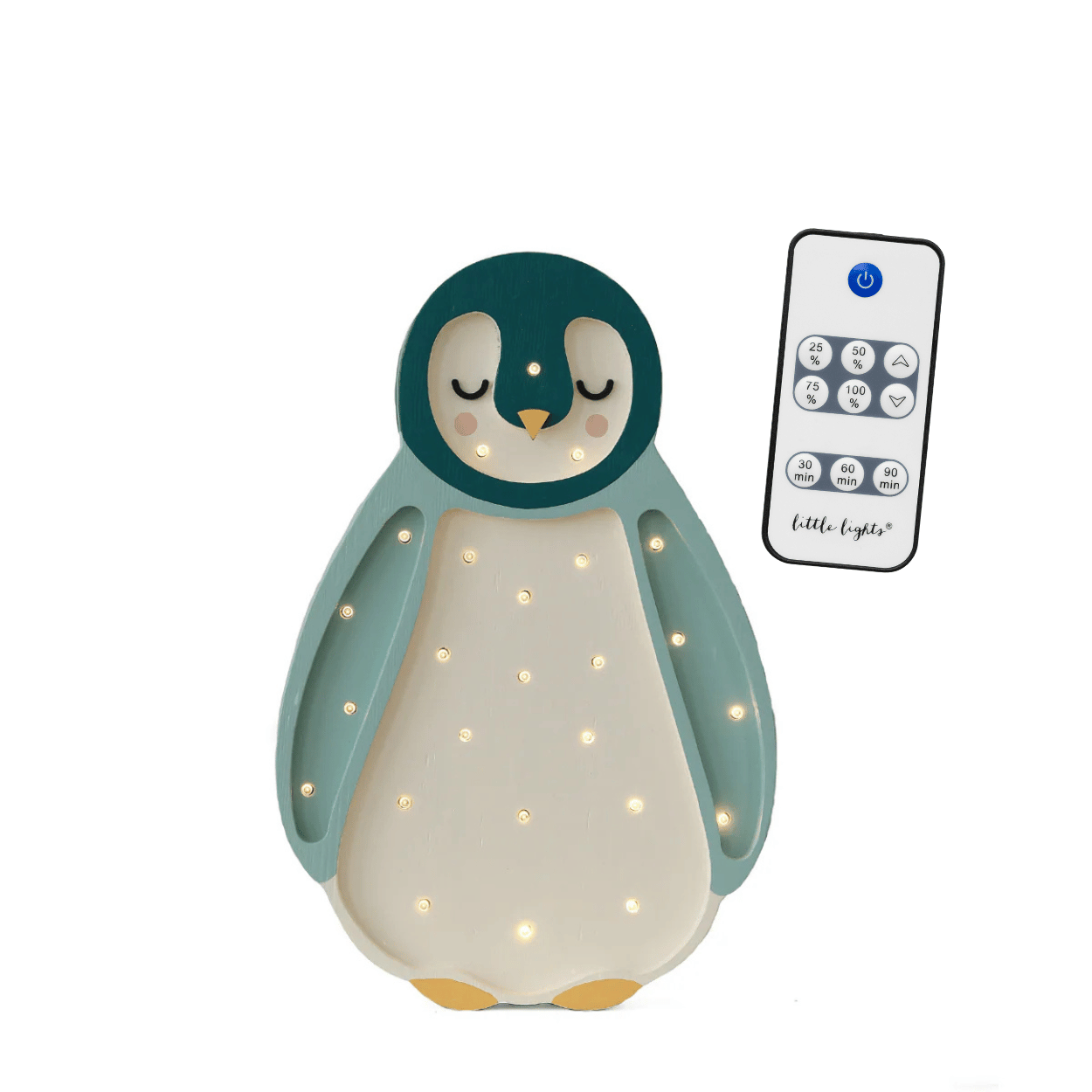 Little Lights Baby Penguin Mini Lamp – Petrol/Wood