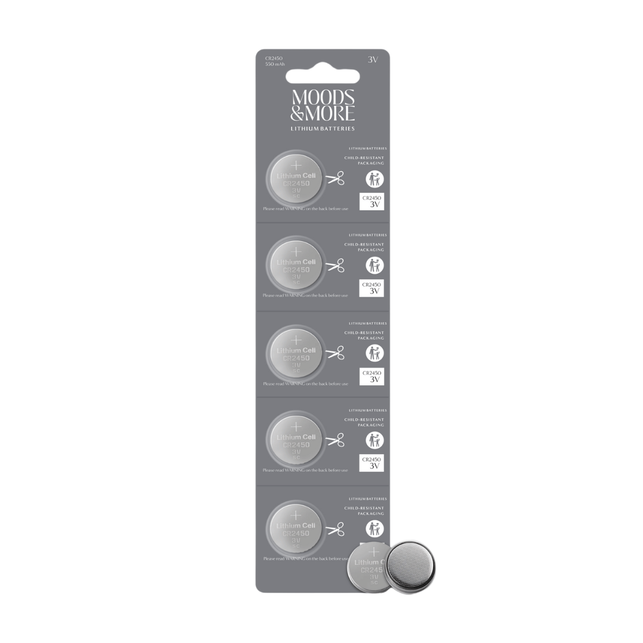 Moods &amp; More CR2450 Batteries 3V 550mAh – Pack of 5