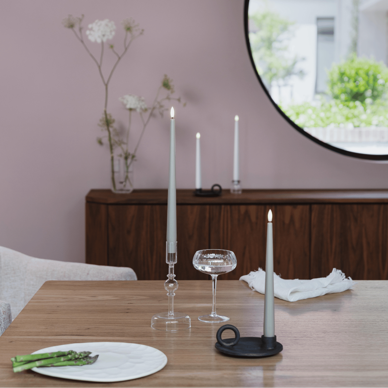 Moods & More LED dinerkaarsen Silk Wit – 2 stuks – 2,3x25 cm