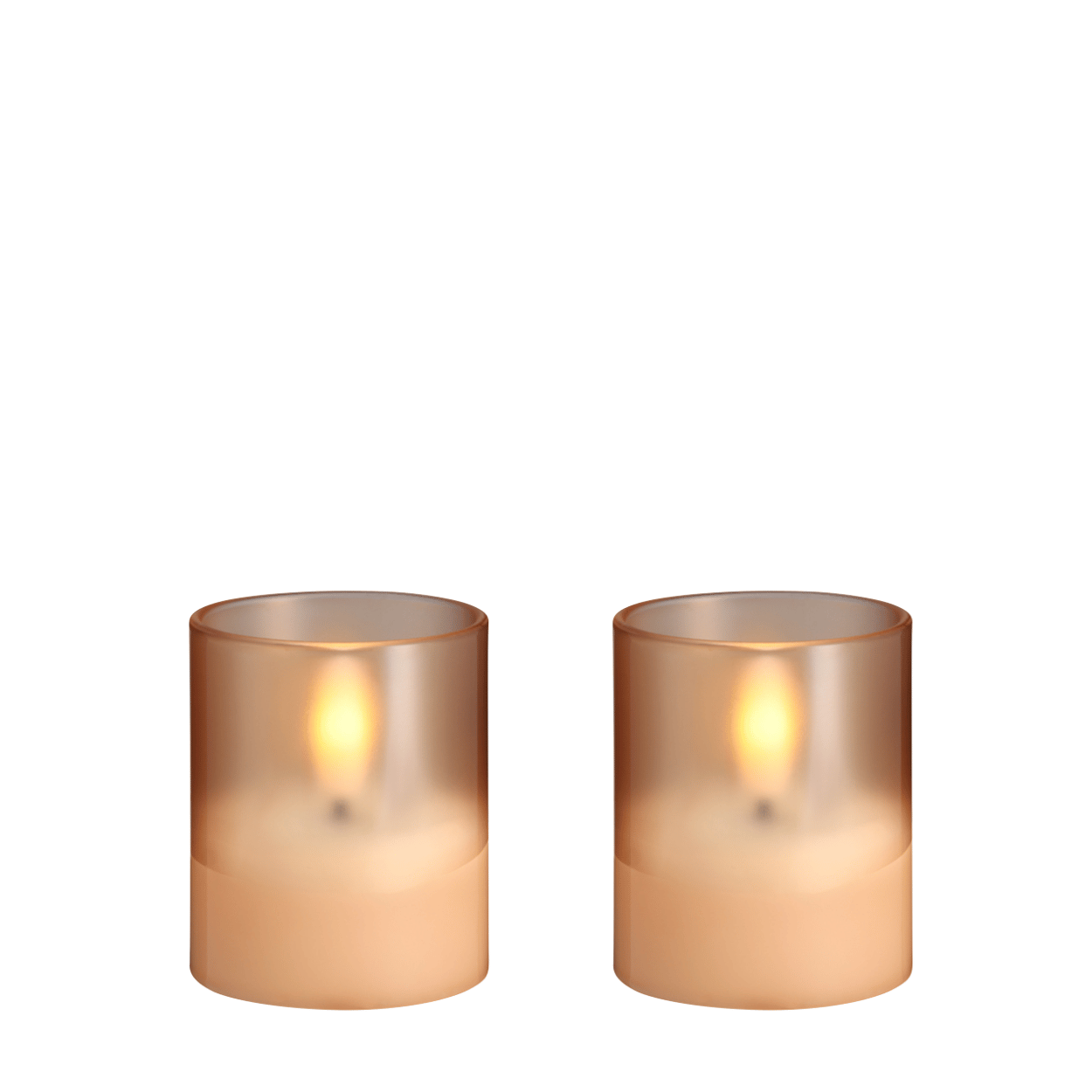 Moods & More LED glaswaxinelicht Hurricane Champagne – 2 stuks – 4,7x5,7 cm