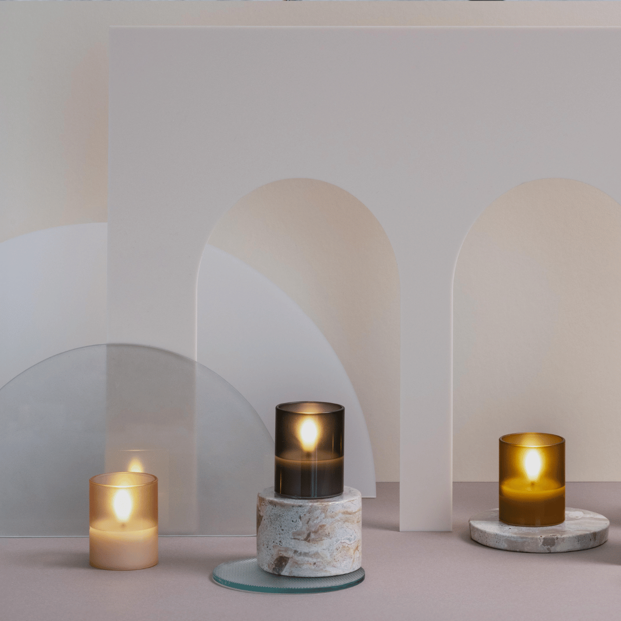 Moods & More LED glaswaxinelicht Hurricane Charcoal – 2 stuks – 4,7x5,7 cm