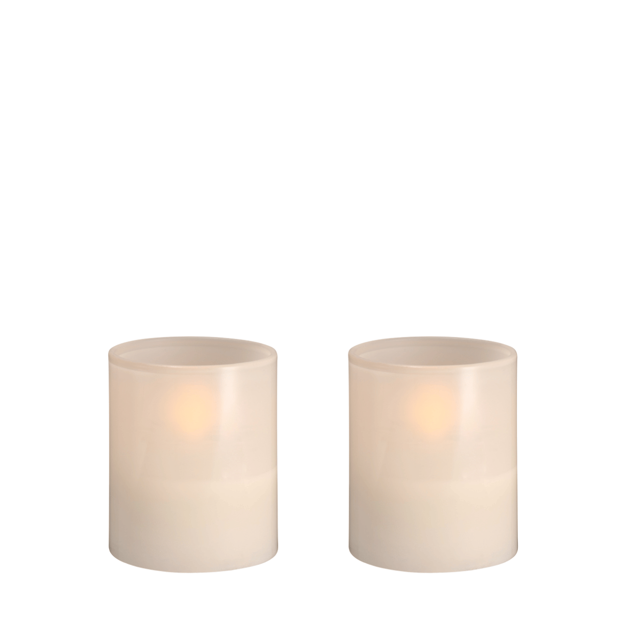 Moods & More LED glaswaxinelicht Hurricane Vanilla – 2 stuks – 4,7x5,7 cm