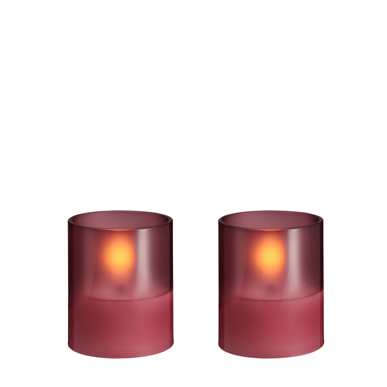 Moods & More LED glaswaxinelicht Hurricane Vintage Rose – 2 stuks – 4,7x5,7 cm