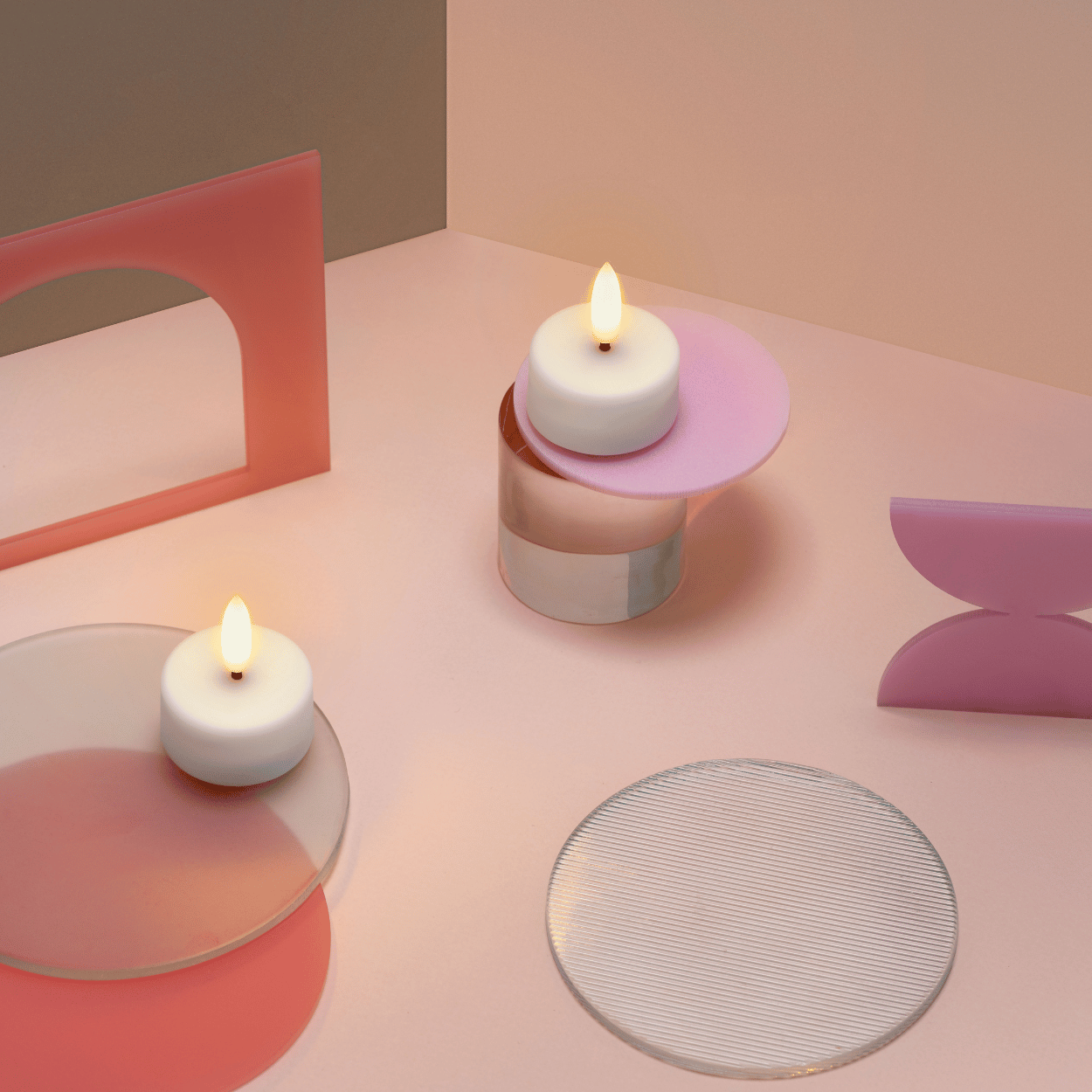 Moods & More LED waxinelichtjes Wit – 2 stuks – Ø3,9x2 cm