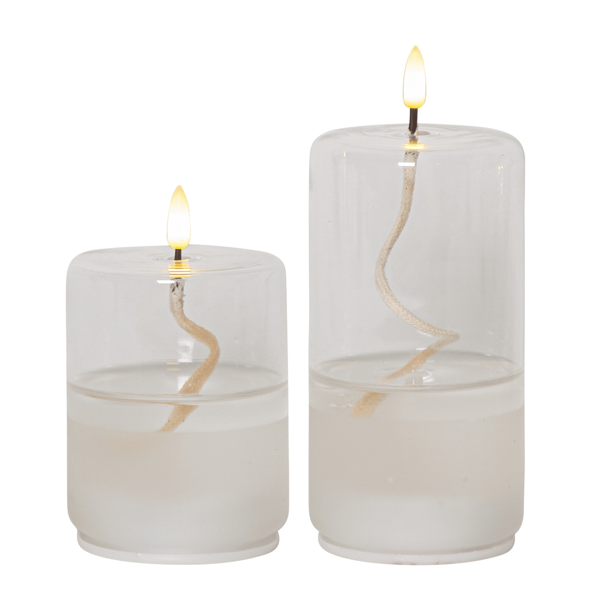 Olielamp LED-kaars in Glas set, Transparant, Recht, 8x17,5 cm, 8x13 cm