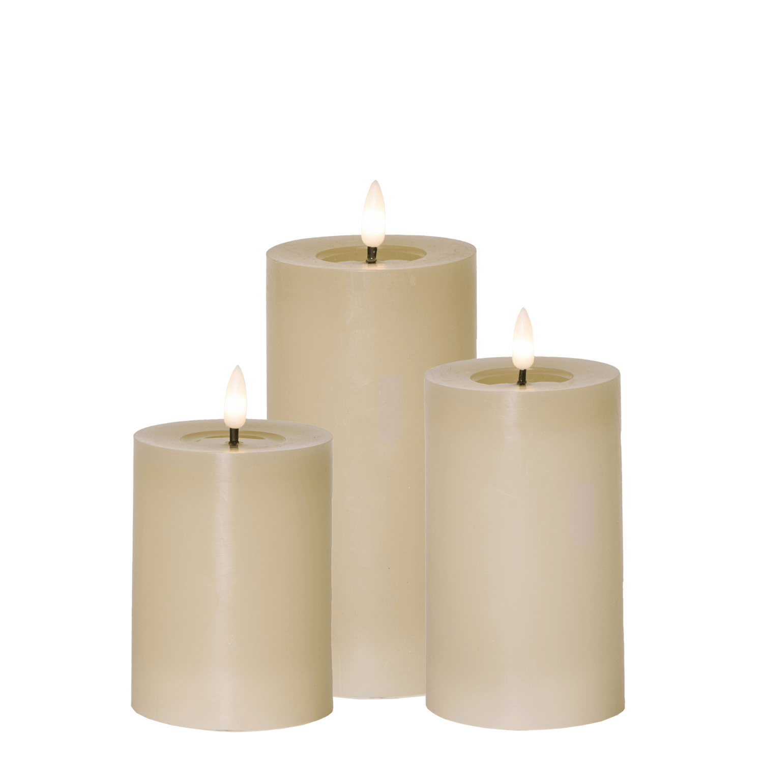 Set van 3 stompkaarsen met smeltbad-effect, Beige | TED Lights