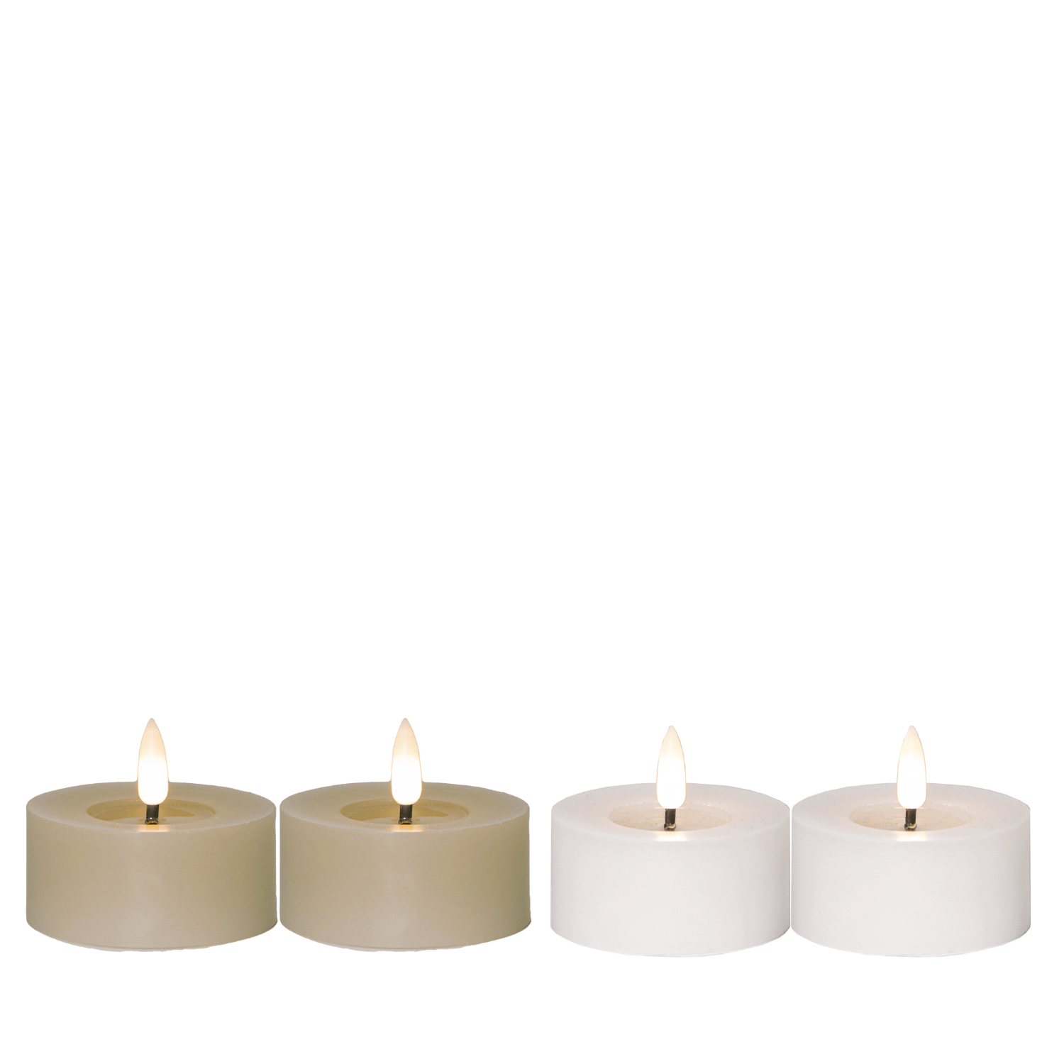 Set van 4 waxinelichtjes met smeltbad-effect, Beige en Wit, 7x5,5 cm | TED Lights