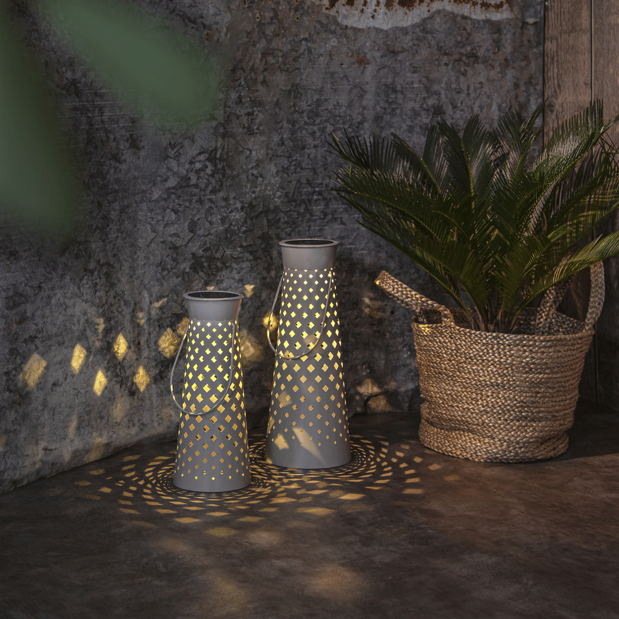 Solar Lantern Set Romby – Gray – 2 pieces – Solar Garden Lighting