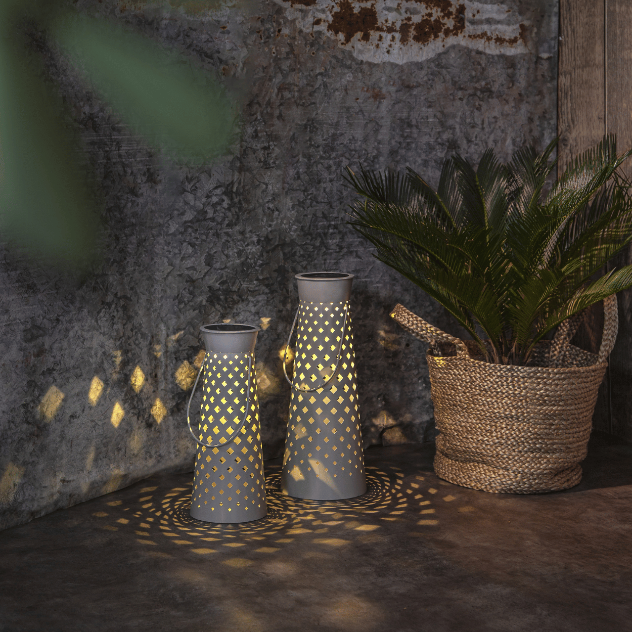 Solar Lantern Set Romby – Gray – 2 pieces – Solar Garden Lighting