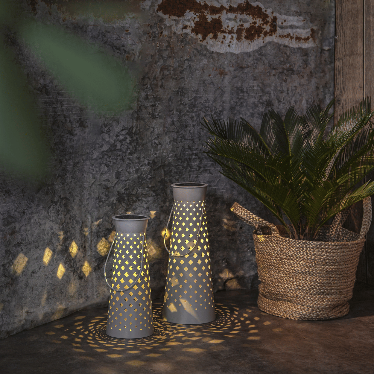 Solar Lantern Set Romby – Gray – 2 pieces – Solar Garden Lighting