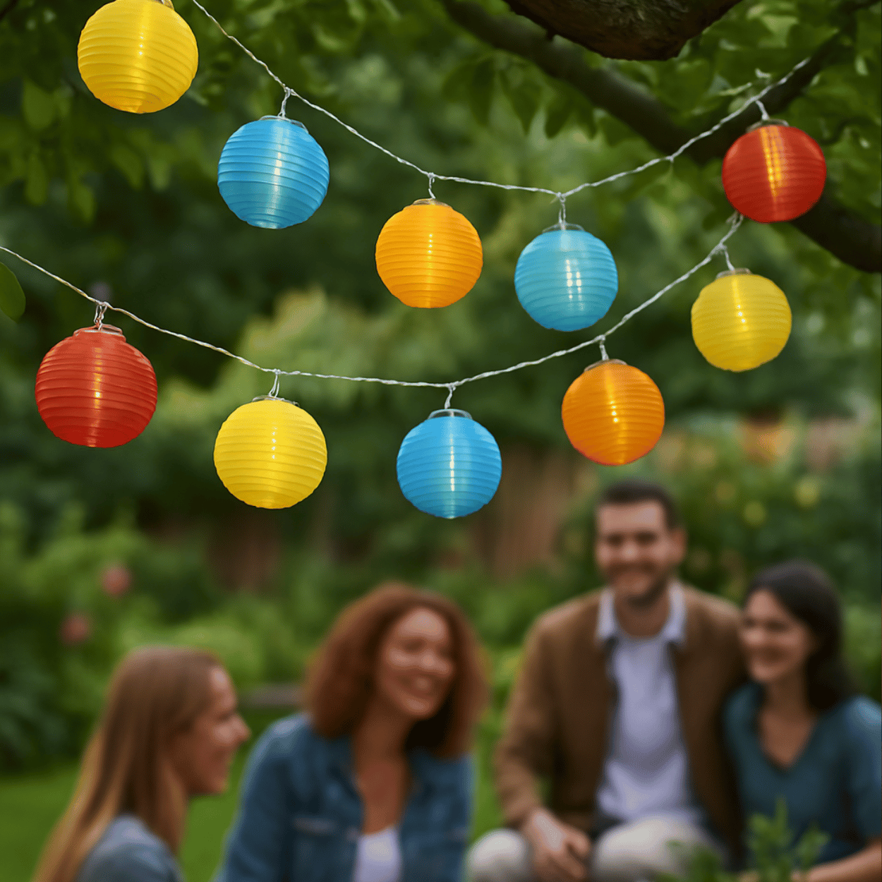 Solar Lichtsnoer – Festival – Multicolor Papieren Lampions – Buiten – 10 Lampjes