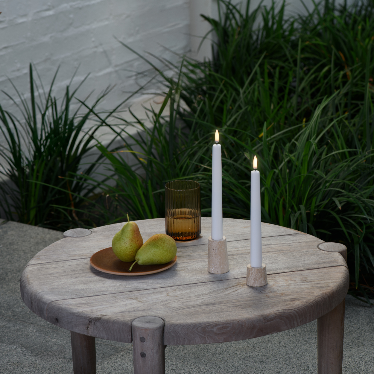 Uyuni Outdoor LED Dinner Candle – White – 2 pieces – 2.3x25 cm