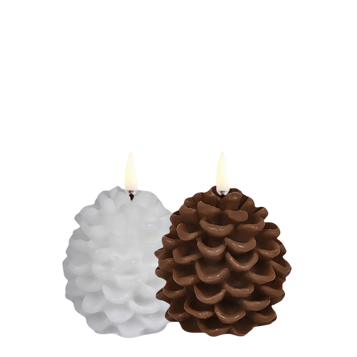 Uyuni Pinecone LED Candle Set – Brown &amp; Nordic White