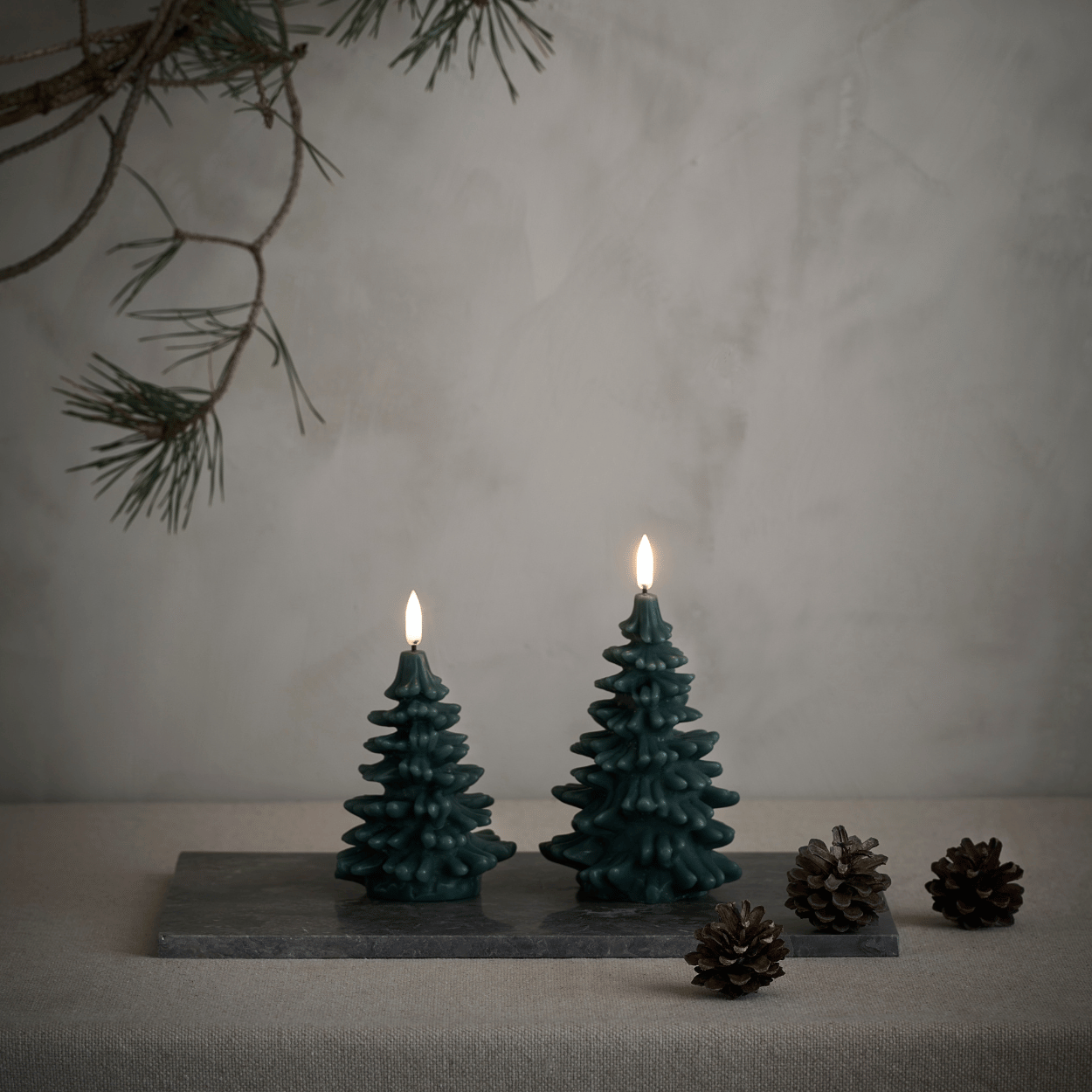 Uyuni LED Christmas Tree Candle – Pine Green, 10x15 cm