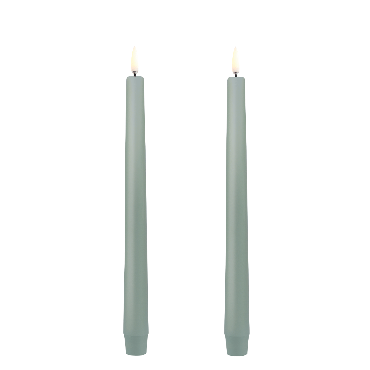 Uyuni LED dinner candle, Dusty Green, Smooth, 2 pieces, 2.3x25 cm