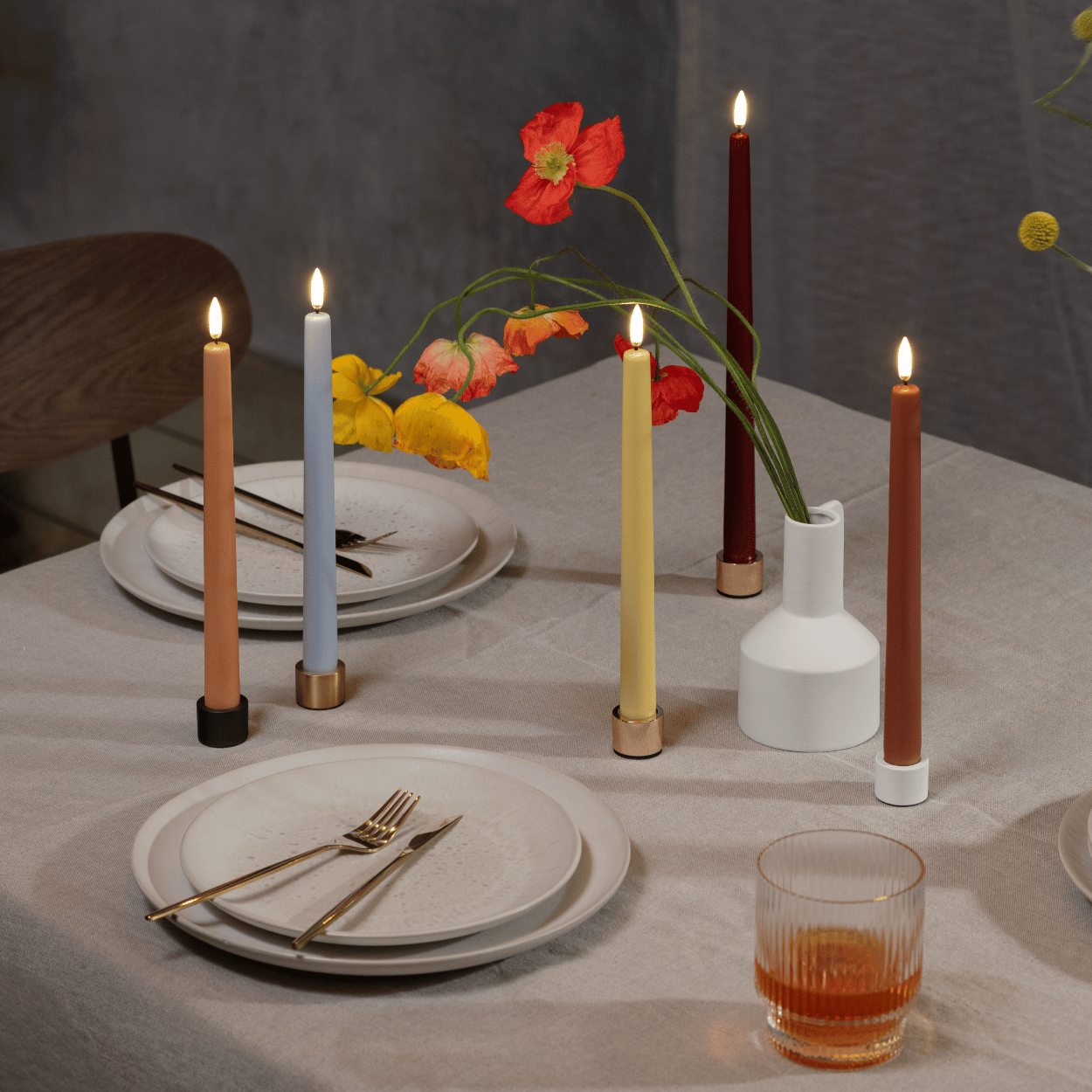 Uyuni LED dinerkaars, Wheat Yellow, Glad, 2 stuks, 2,3x25 cm