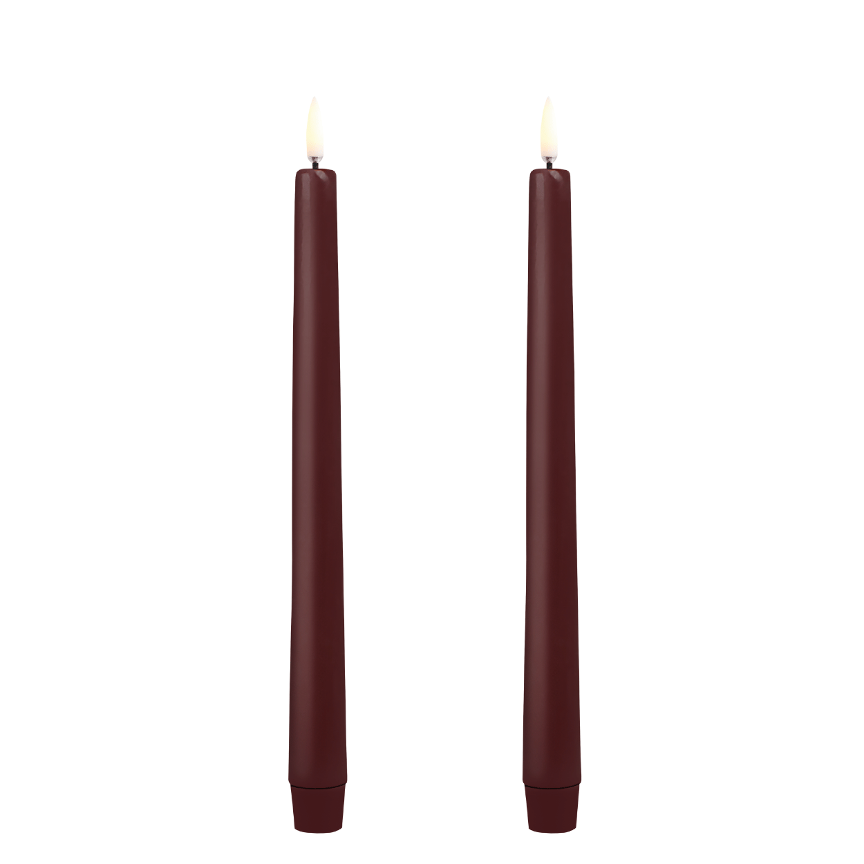 Uyuni LED dinner candle, Wine red, Smooth, 2 pieces, 2.3x25 cm