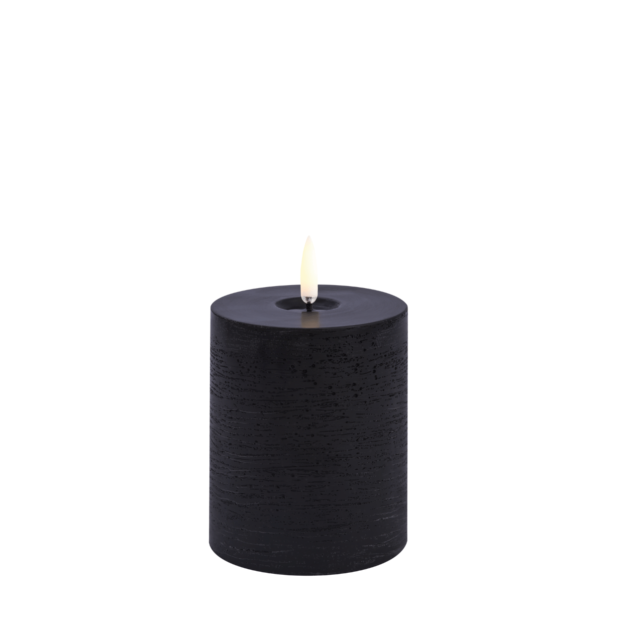 Uyuni LED pillar candle with melting pool effect, Forest black, 7.8x10 cm