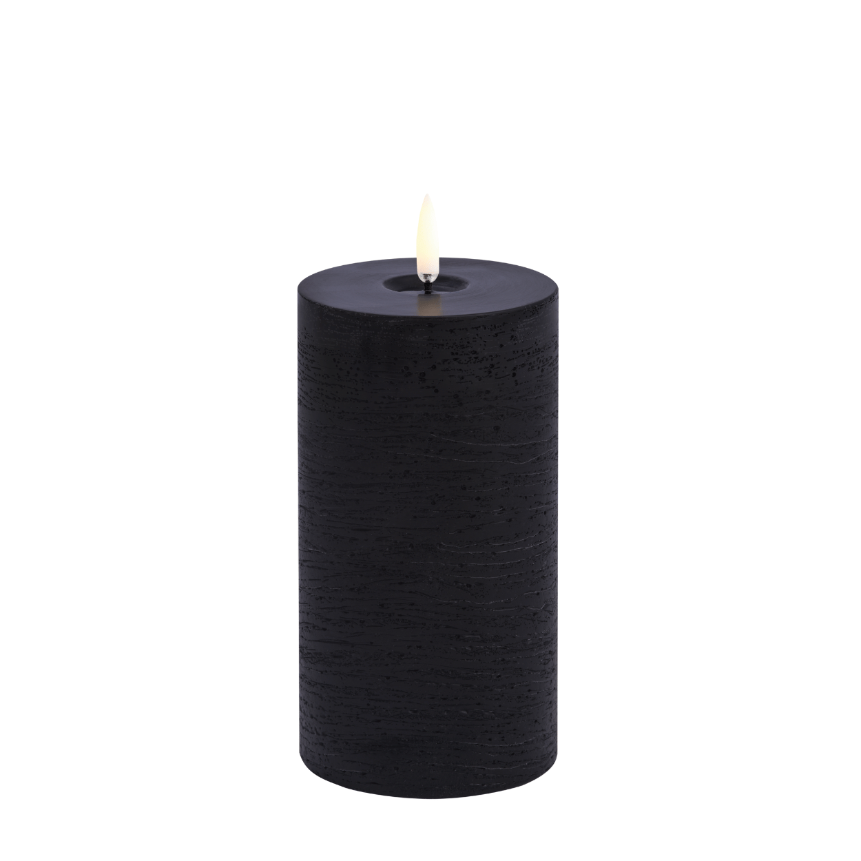 Uyuni LED pillar candle with melting pool effect, Forest black, 7.8x15 cm