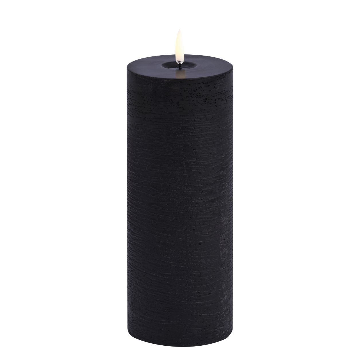 Uyuni LED pillar candle with melting pool effect, Forest black, 7.8x20 cm