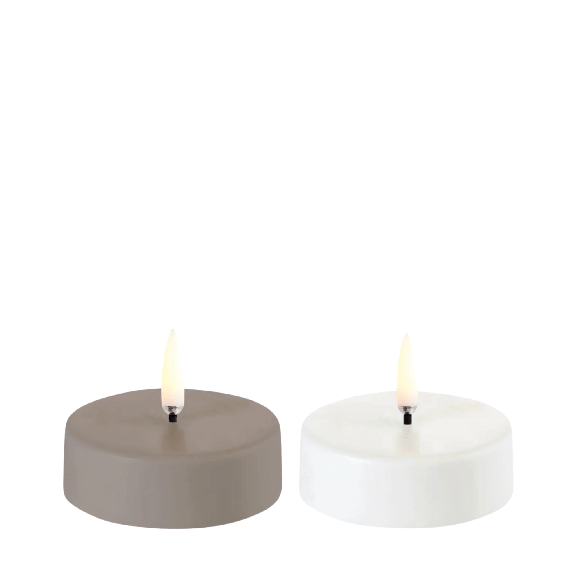 Uyuni Maxi LED-waxinelicht set, Nordic wit & zandsteen wax, glad, 2 stuks, 6,1x2,2 cm | TED Lights